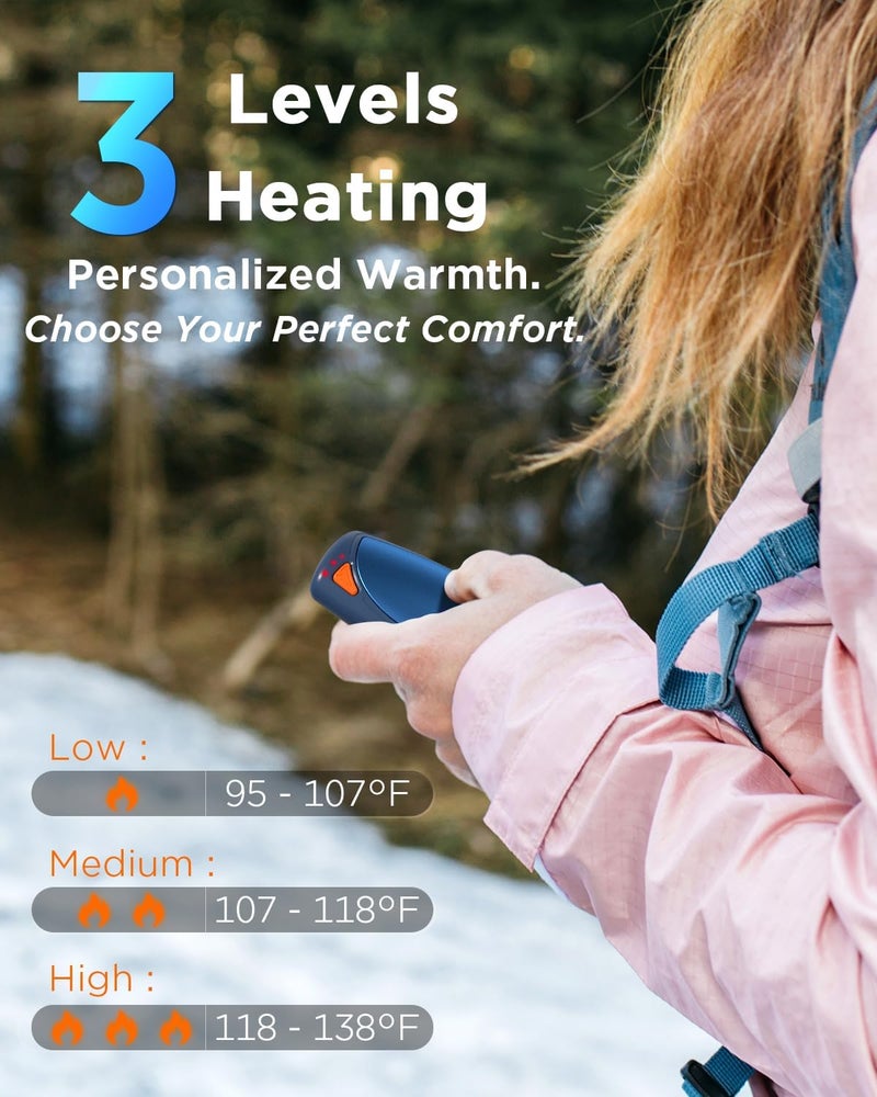 vimwing Hand Warmers Rechargeable with Charge Case, 2 Packs 14,000mAh Electric Hand Warmer Battery Powered Dual Sided Reusable Long Battery Life Portable Pocket Heater Gifts for Men Women Golf, Hunting Gear - Image 4